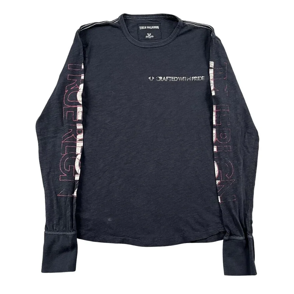 True‎ Religion Long Sleeve T-Shirt Mens XL Crafted With Pride Black Tee